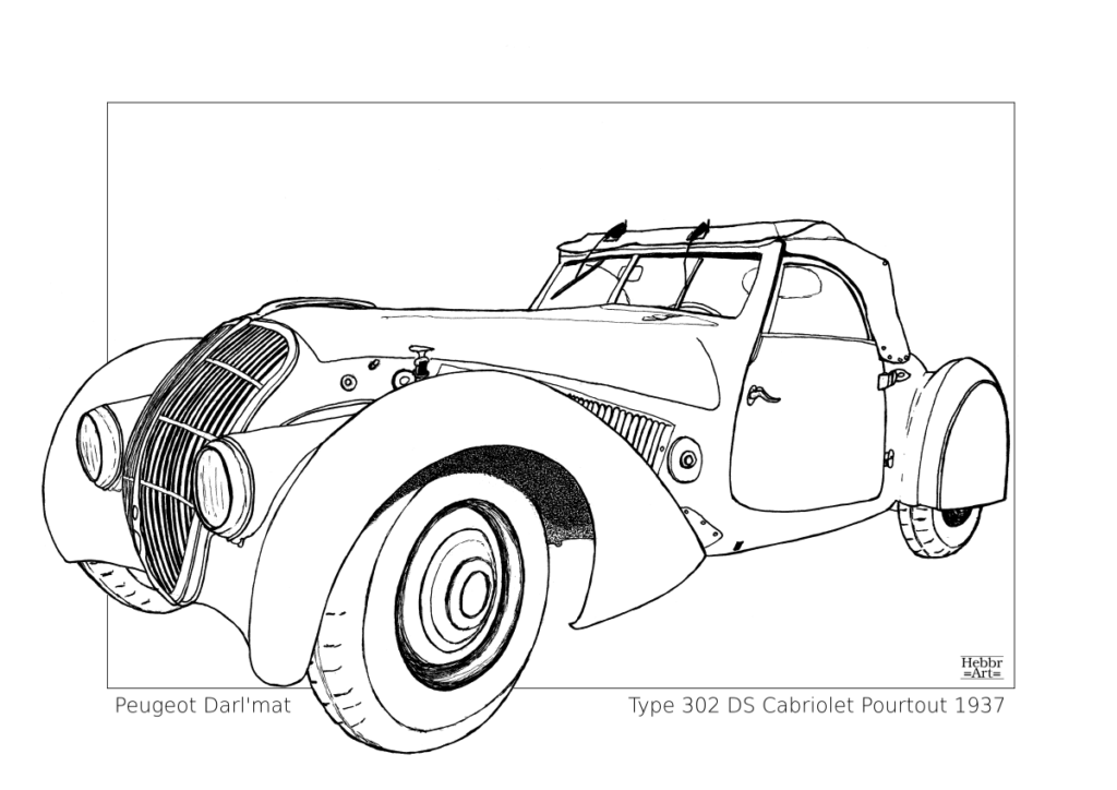 Lijntekening Peugeot 1937