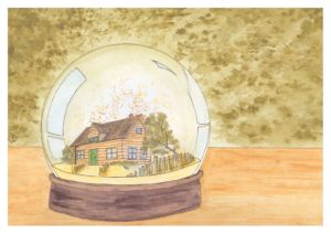 Illustratie Duinhuisje in glazen bol