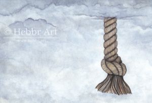 Illustratie touw in dicht mist