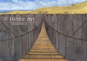 Illustratie touwbrug over kloof