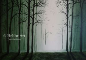 Schilderij Bos in de ochtendmist