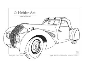 Pentekening LeMans Peugeot 1937