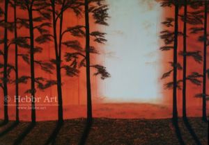 Schilderij oranje herfstbos