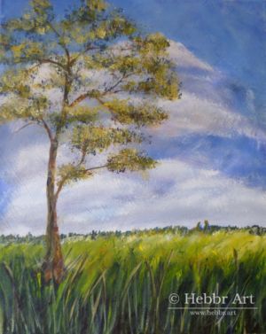 Schilderij Boom in grasland