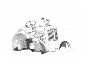 Oude Tractor in Sneeuw
